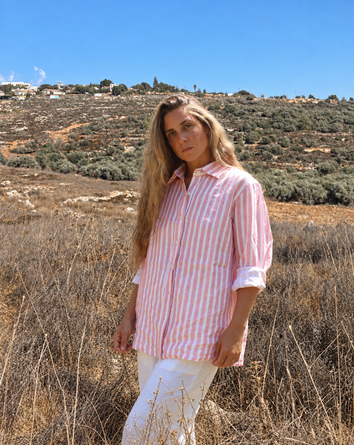 חולצת אביב - 100% פשתן אורגני מסיבים ארוכים