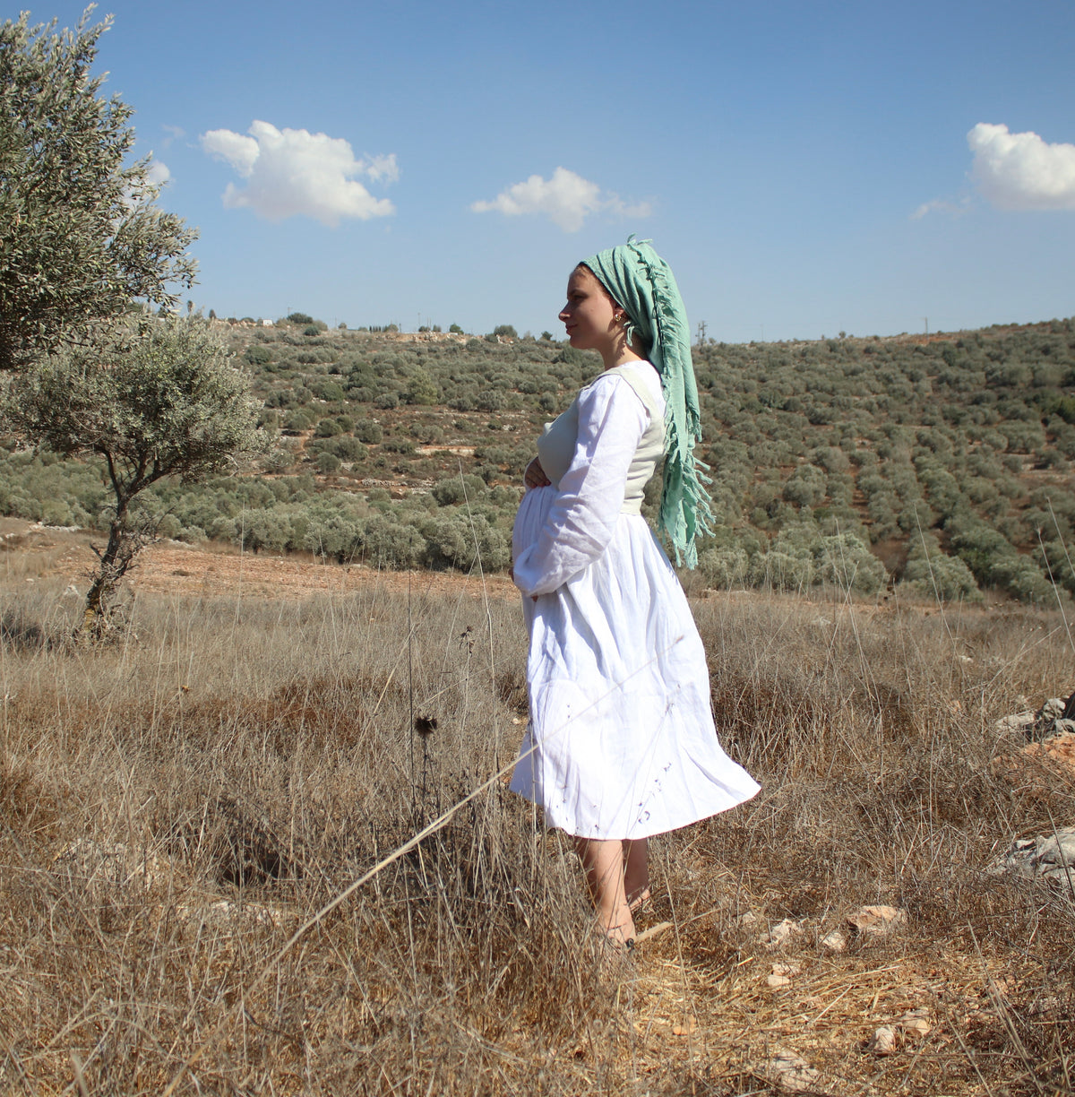 שמלת פיקניק - 100% פשתן אורגני מסיבים ארוכים